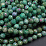 Natural Ruby Fuchsite Large Faceted Round 6mm 8mm 10mm 12mm Red Ruby Green Fuchsite Gemstone Fuschite 16" Strand
