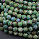 Natural Ruby Fuchsite Large Faceted Round 6mm 7mm 8mm 10mm 12mm 14mm Red Ruby Green Fuchsite Gemstone Fuschite 16" Strand