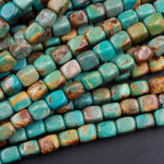 Natural Turquoise 10mm Rectangle Cube Beads Nuggets Highly Polished Genuine Real Stunning Blue Green Brown Turquoise Gemstone 16" Strand