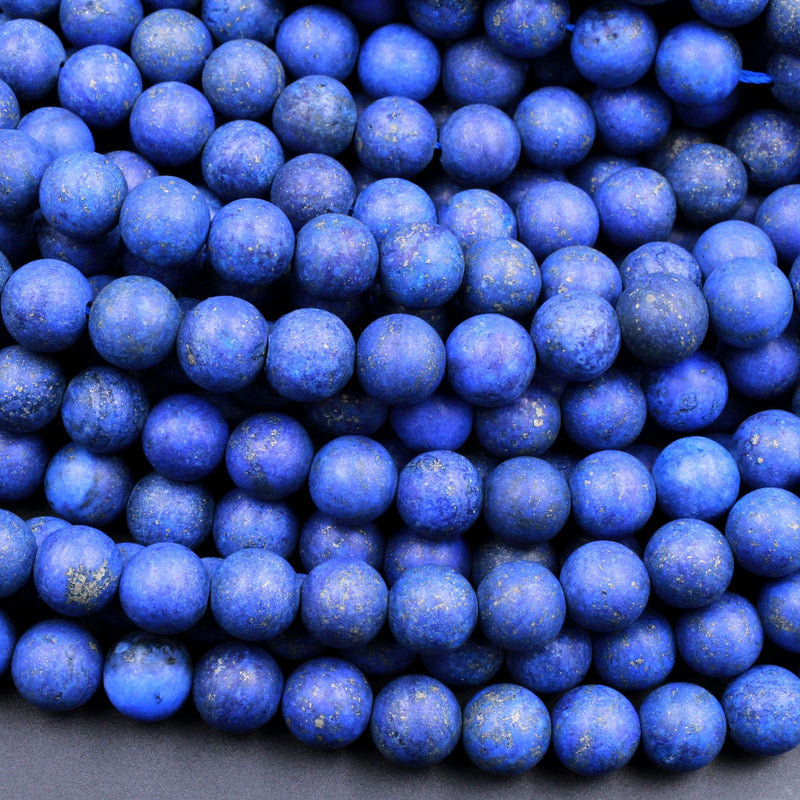 Matte Blue Lapis 4mm 6mm 8mm 10mm Round Beads 15.5" Strand