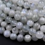 Rare! Natural Siberian Moonstone 6mm 8mm 10mm 12mm Round Beads Blue Flashes Exclusively From Us 16" Strand