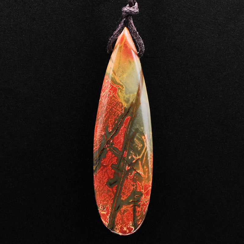 AAA Natural Red Creek Jasper Pendant Side Drilled Long Teardrop Focal Bead Multi Color Picasso Jasper Cherry Creek Jasper
