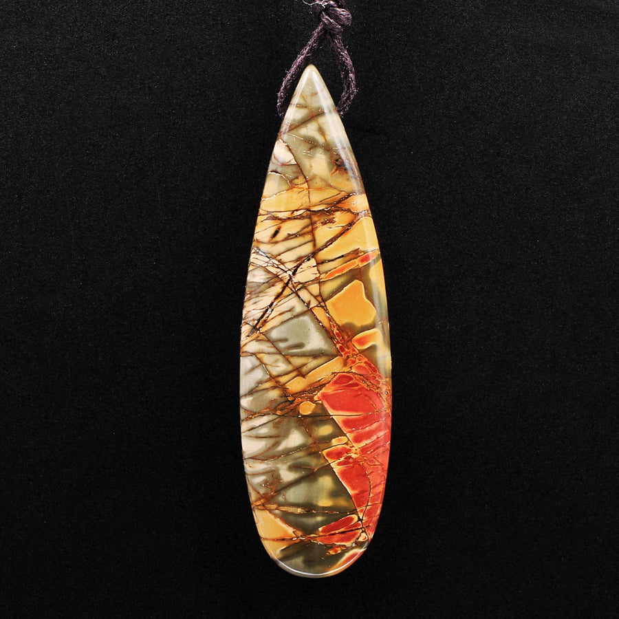 AAA Natural Red Creek Jasper Pendant Side Drilled Long Teardrop Focal Bead Multi Color Picasso Jasper Cherry Creek Jasper