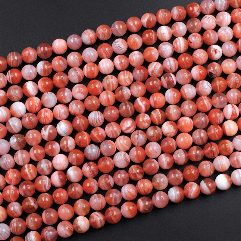 Extremely Rare! AAA Natural Moroccan Red Banded Agate 4mm 6mm 8mm 10mm Round Bead 16" Strand