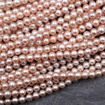 Genuine Peach Pink Freshwater Pearl 6mm Iridescent Metallic Pink Peach High Luster 16" Strand