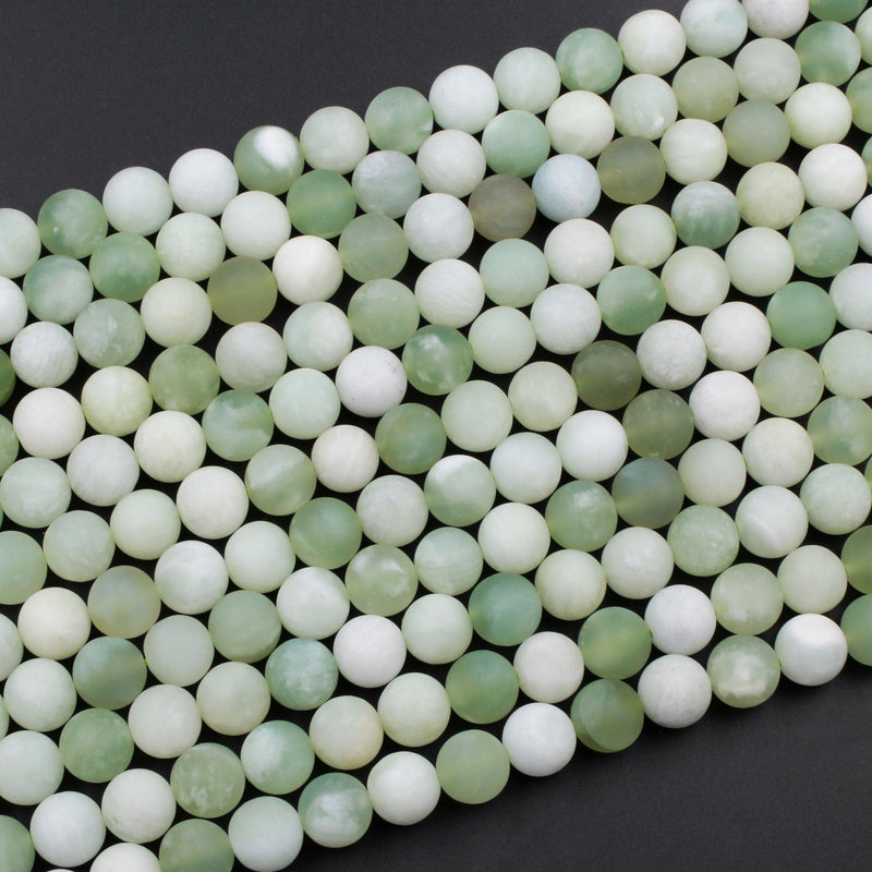 Matte Natural Green Serpentine Jade 4mm 6mm 8mm 10mm Round Beads 15.5" Strand