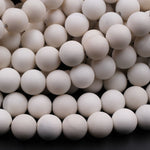Matte Natural Ivory Jade Round Beads 6mm 8mm 10mm Creamy Ivory White Natural Jade Beads 16" Strand