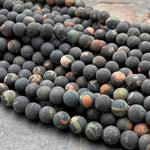 Matte Natural Cherry Blossom Jasper Beads 6mm 8mm 10mm Round Earthy Brown Red Pink Green Beads 15.5" Strand