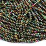 Natural Ruby Fuchsite Faceted 5mm 6mm Rondelle Beads Micro Laser Diamond Cut Gemstone 16" Strand
