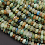 Natural Green Chrysocolla Blue Azurite Faceted Rondelle Beads 6mm 8mm Laser Diamond Cut Gemstone 15.5" Strand
