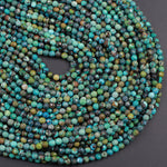 Natural Dragon Skin Turquoise Faceted 4mm Round Beads Real Genuine Natural Blue Green Brown Turquoise Micro Faceted Diamond Cut 16" Strand