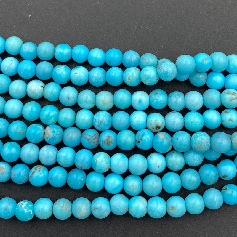 Genuine Natural Soft Blue Turquoise 5mm Round Beads High Quality Real Authentic Turquoise Gemstone 16" Strand