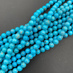 Natural Blue Turquoise 4mm 6mm Round Beads Highly Polished High Quality Real Genuine Vibrant Blue Turquoise Gemstone 16" Strand