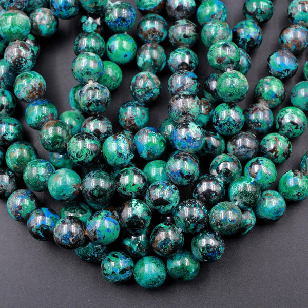 Genuine SHATTUCKITE 8mm Round Beads AAA Grade Rare Natural Azurite Chrysocolla Malachite Gemstone From Arizona 16" Strand