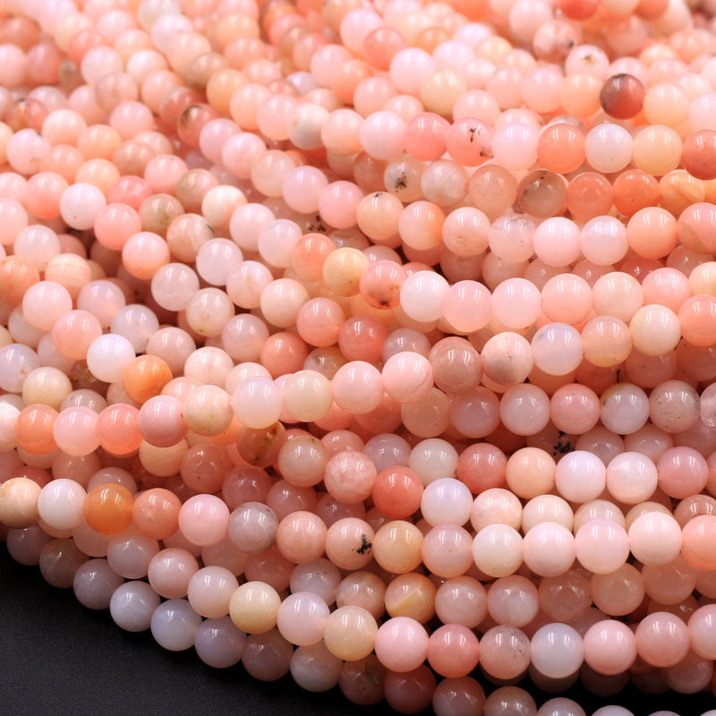 Natural Peruvian Pink Opal Beads 4mm Round Real Genuine Pink Opal Gemstone Full 16" Strand