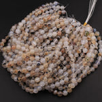 Natural Montana Agate 4mm 6mm 8mm 10mm Smooth Round Beads Amazing Dendritic Pattern 15.5" Strand