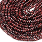 Faceted Natural Red Garnet Rondelle Beads 6mm 7mm Red Sparkle Diamond Cut Gemstone 16" Strand