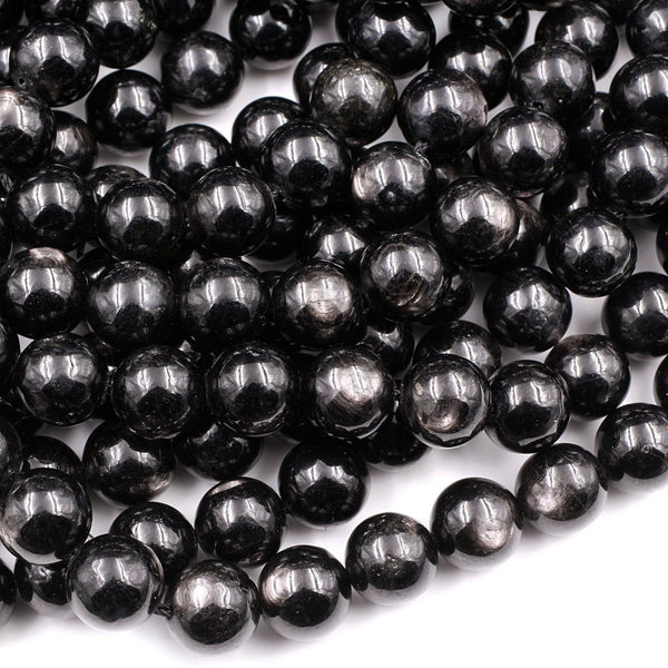 Genuine Natural Hypersthene 4mm 6mm 8mm 10mm Round Beads Flashy Chatoyant Gemstone 16" Strand