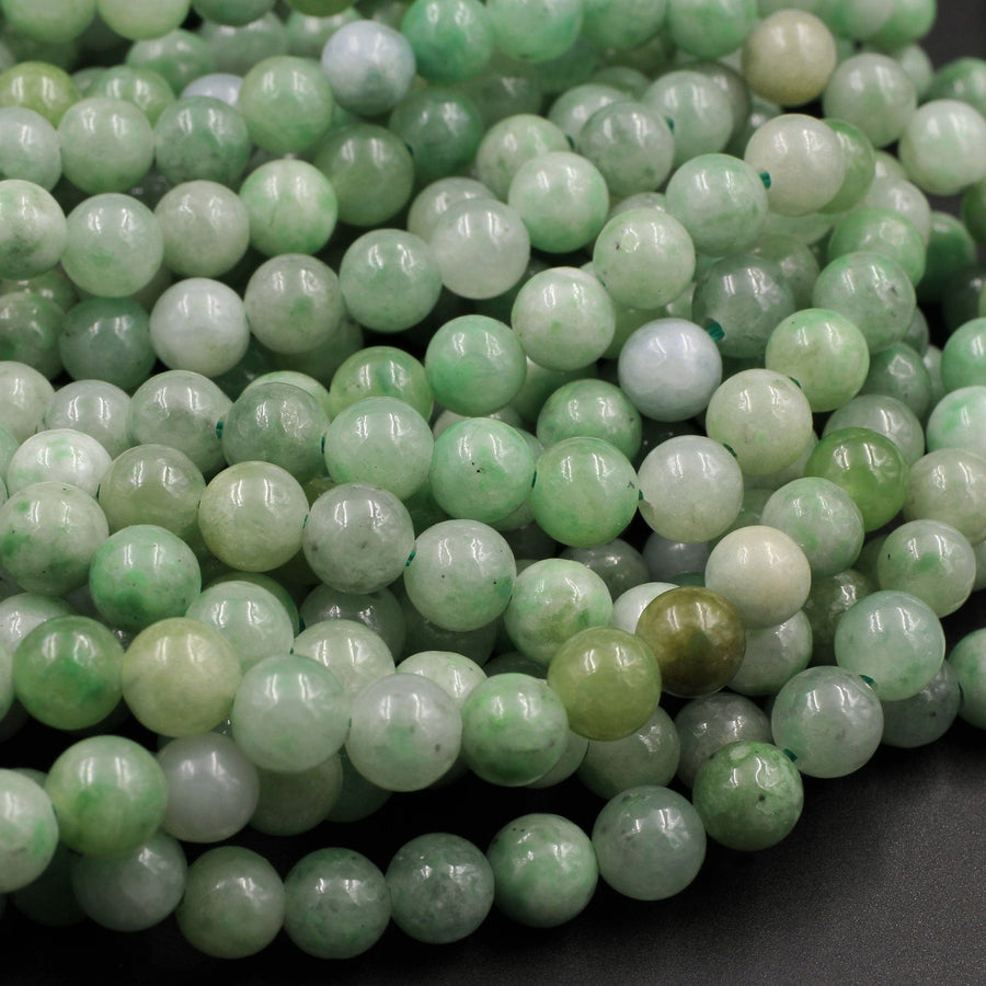 Natural Green Jadeite 6mm Round Beads Real Genuine Green Jade Gemstone 16" Strand