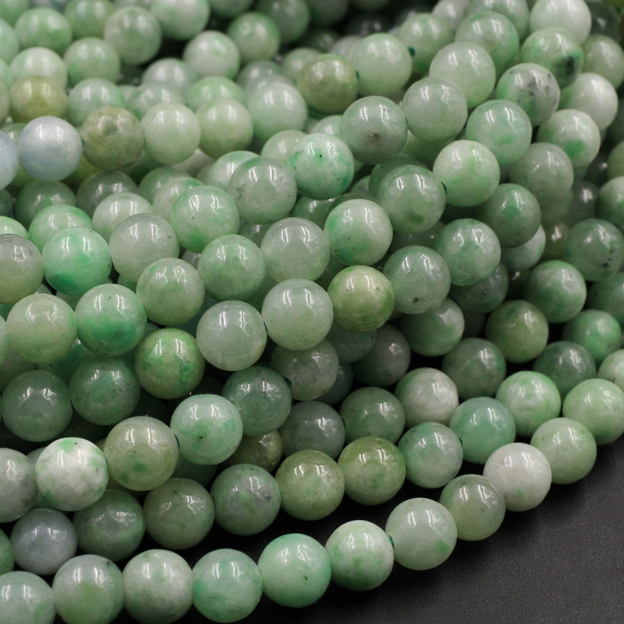 Natural Green Jadeite 6mm Round Beads Real Genuine Green Jade Gemstone 16" Strand