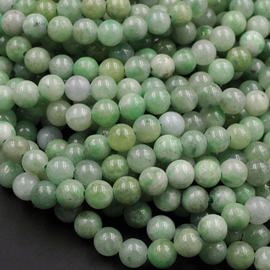 Natural Green Jadeite 6mm Round Beads Real Genuine Green Jade Gemstone 16" Strand