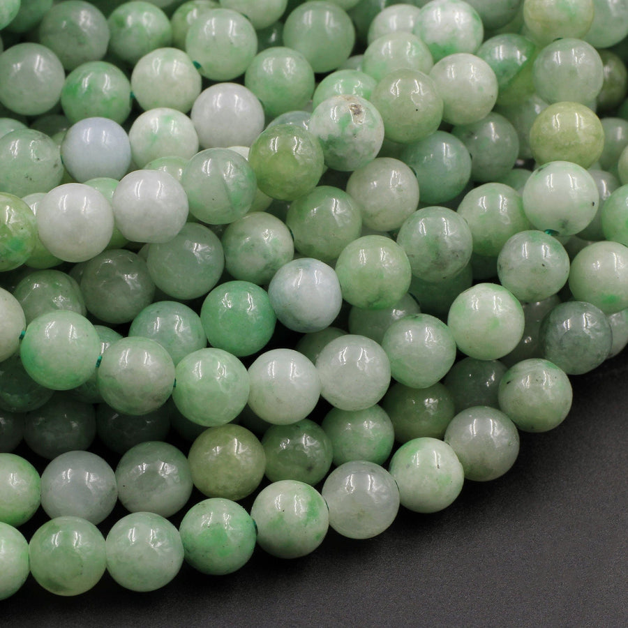 Natural Green Jadeite 6mm Round Beads Real Genuine Green Jade Gemstone Intrinsic Trading