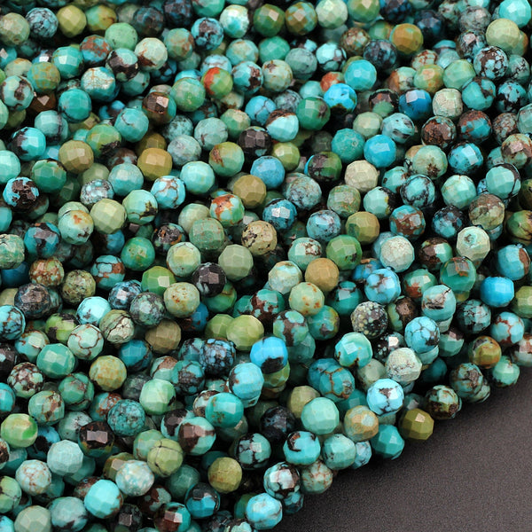 Natural Turquoise 2.5mm Faceted Round Beads Real Genuine Natural