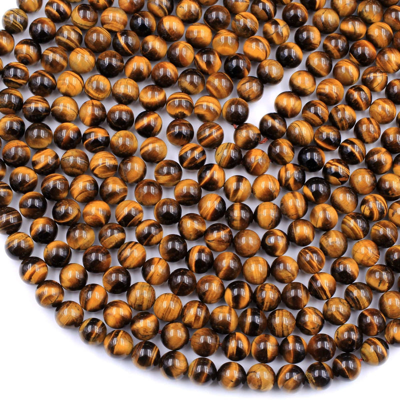 Natural Tiger Eye 4mm 6mm 8mm 10mm Round Beads High Quality Smooth Polished 16" Strand