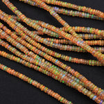 Ethiopian Opal Beads Rondelle Beads Graduating 3mm 4mm AAA Super Flashy Fiery Rainbow Orange Amber 16" Strand