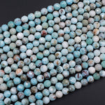 Natural Larimar Beads Faceted 8mm Round Beads Genuine Natural Blue Larimar Red Iron Matrix Gemstone High Quality 16" Strand