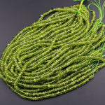 AA Natural Green Peridot 6mm 7mm 8mm Rondelle Beads Smooth Polished Real Genuine Peridot Gemstone 16" Strand