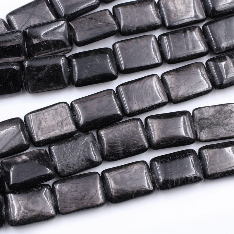 Genuine Natural Hypersthene Rectangle 16x12mm Beads Flashy Chatoyant Gemstone 16" Strand