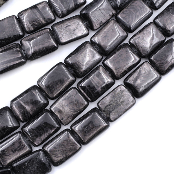 Genuine Natural Hypersthene Rectangle 16x12mm Beads Flashy Chatoyant Gemstone 16" Strand