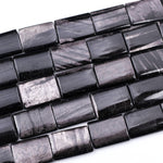 Genuine Natural Hypersthene Rectangle 20mm 30mm Beads Flashy Chatoyant Gemstone 16" Strand