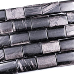 Genuine Natural Hypersthene Rectangle 20mm 30mm Beads Flashy Chatoyant Gemstone 16" Strand