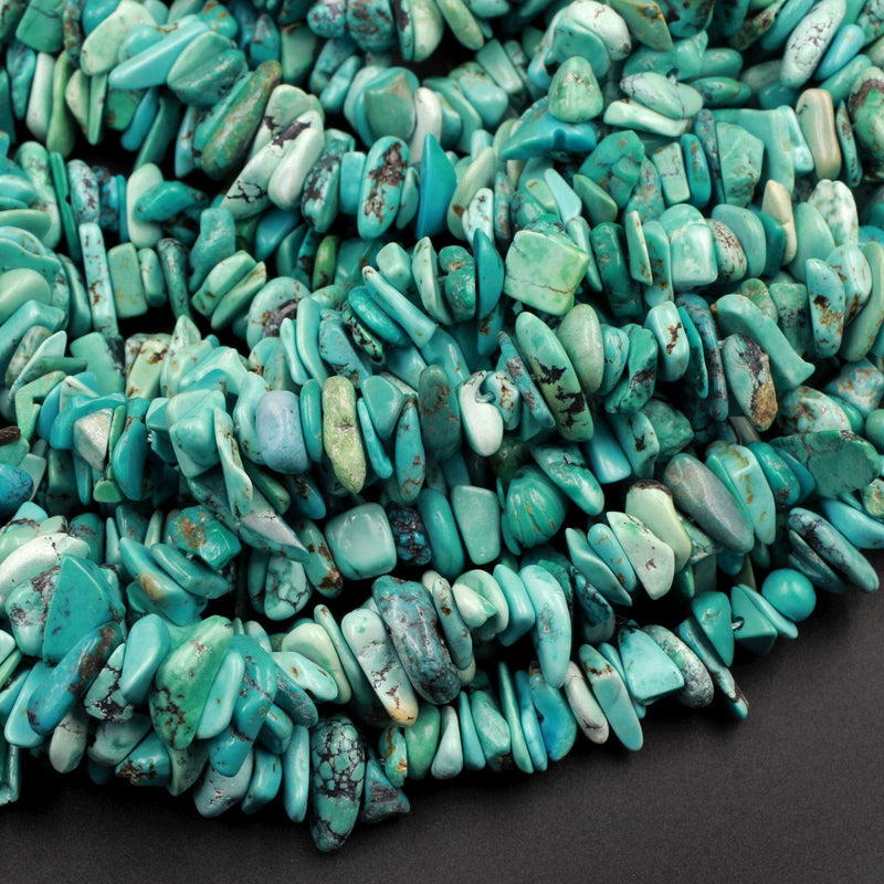 Natural Turquoise Freeform Disc Chips Raw Nuggets Untreated Genuine Real Stunning Blue Turquoise Gemstone Beads 16" Strand