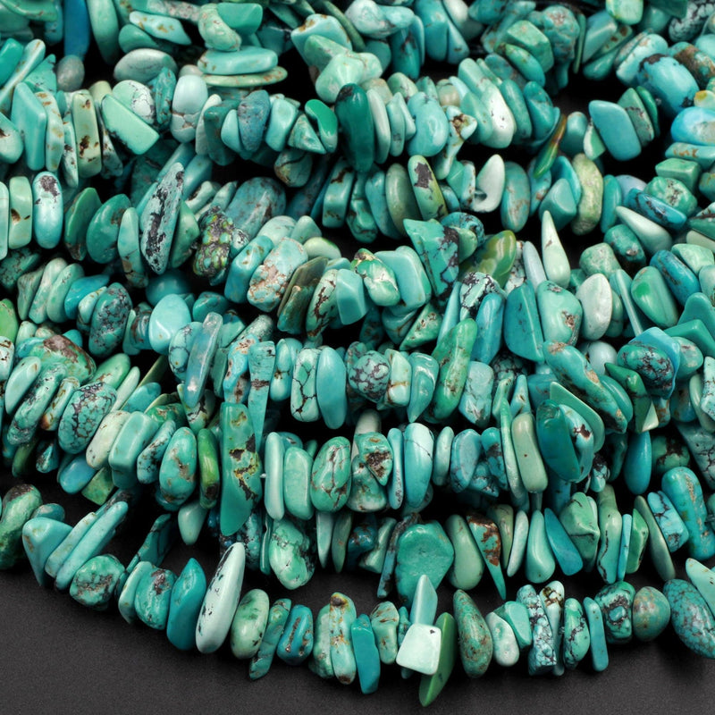 Natural Turquoise Freeform Disc Chips Raw Nuggets Untreated Genuine Real Stunning Blue Turquoise Gemstone Beads 16" Strand