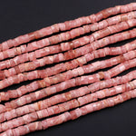 Natural Rhodochrosite Rondelle Heishi 4mm Pink Red Beads Gemstone 16" Strand