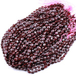 AAA Natural Red Garnet Faceted Coin 8mm Beads High Quality Laser Diamond Cut Gemstone Disc 15.5" Strand