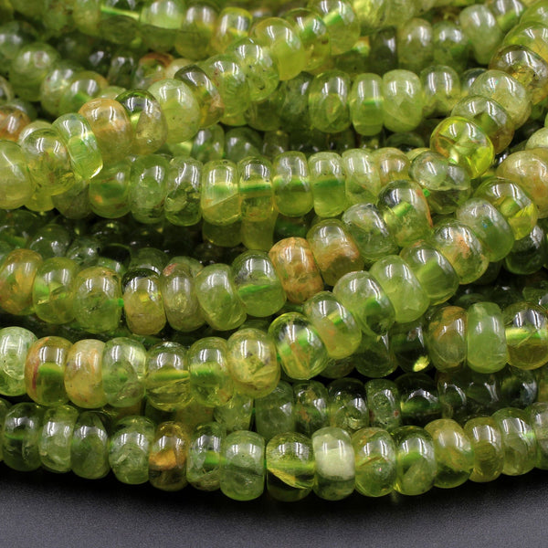 Stunning Natural Green Peridot 6mm 7mm 8mm Rondelle Beads Real Genuine Peridot Gemstone 16" Strand