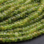 Stunning Natural Green Peridot 6mm 7mm 8mm Rondelle Beads Real Genuine Peridot Gemstone 16" Strand