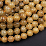 Natural Golden Rutile Quartz 10mm Round Gold Yellow Rutilated Quartz Beads Tons of Sharp Rutile Hair Needle 16" Strand