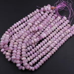 Large Natural Kunzite  Faceted Rondelle 10mm 12mm 14mm 16mm Beads Real Genuine Violet Purple Pink Kunzite Gemstone 15.5" Strand