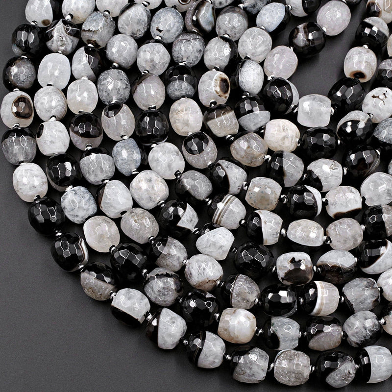 12mm HAWKS EYE AGATE Round Gemstone Beads, grey and white, natural gem