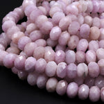 Large Natural Kunzite Faceted Rondelle 10mm 12mm Beads Real Genuine Violet Purple Pink Kunzite Gemstone 16" Strand