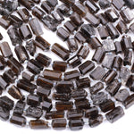 Raw Natural Honey Cognac Tourmaline Beads Dravite Freeform Nugget Tube Real Genuine Tourmaline Crystal Gemstones 16" Strand