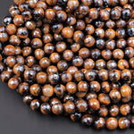 AAA Natural Mystic Tiger Eye Faceted 4mm 6mm 8mm 10mm Round Beads Silverite AB Coated Gemstone 16" Strand