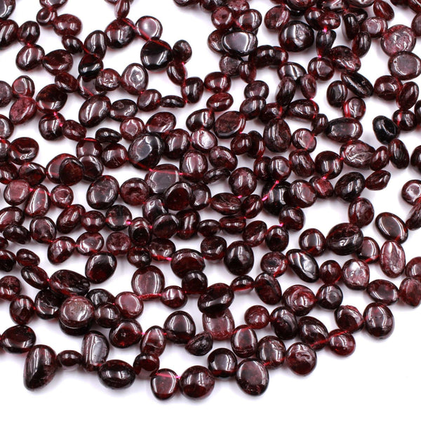 Natural Red Garnet Beads Top Side Drilled Freeform Irregular Drop Petal Oval Nuggets 16" Strand
