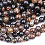 Natural Biotite Mica 4mm 6mm 8mm 10mm 12mm Round Beads Sparkling Mica in Brown Black Biotite Phlogopite 16" Strand