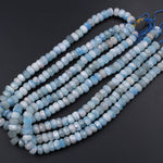 Extra Gemmy Natural Aquamarine Faceted Rondelle 10mm Beads Sea Blue Color Faceted Saucer Wheel 16" Strand